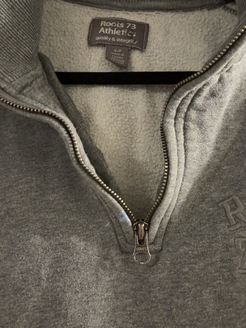 Roots Women's Charcoal Half-Zip Sweatshirt with Maple Detail - Picture 4 of 4